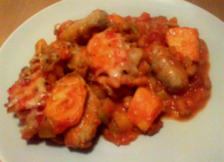 Sausage, Leek & Sweet Potato Bake