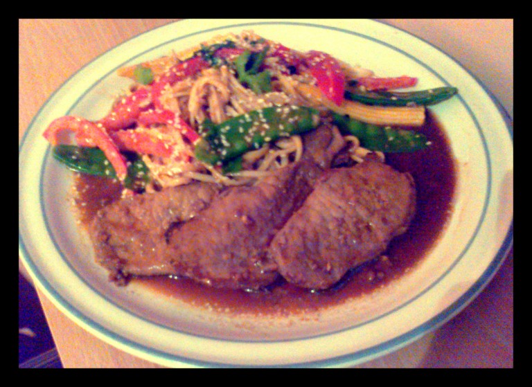 Chinese Marinated Pork with Peanut Noodles